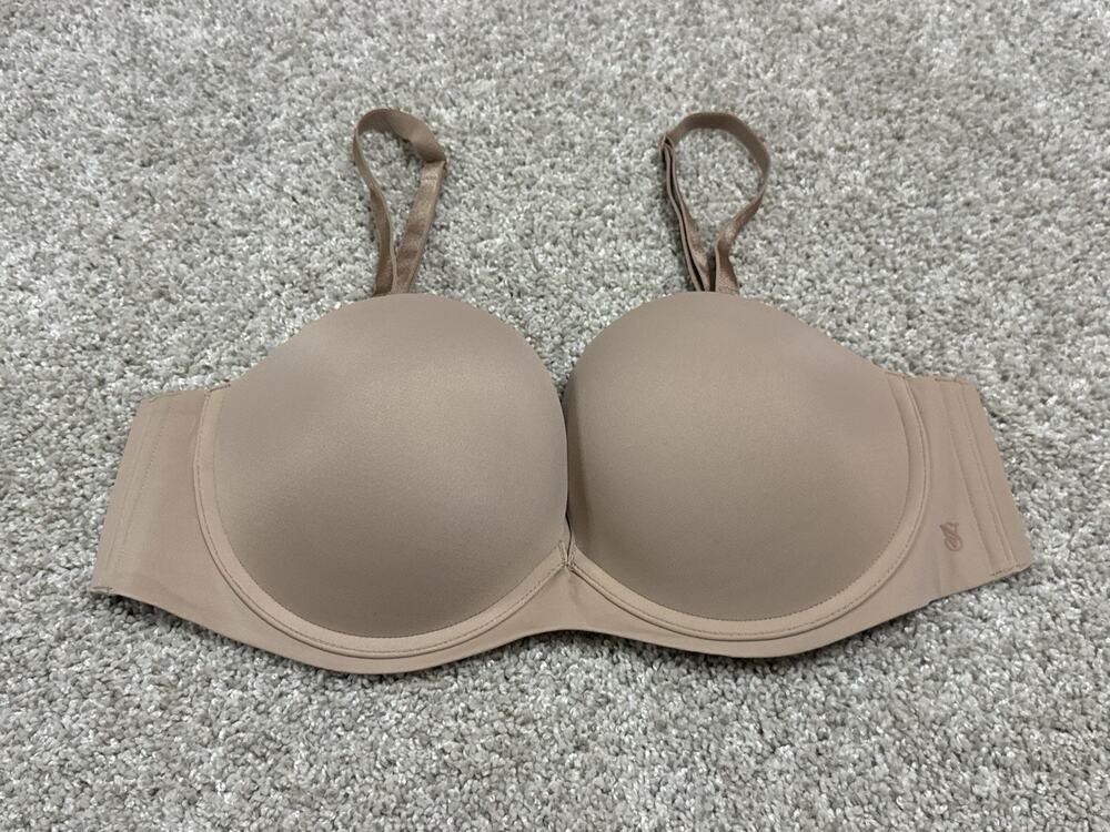 Victoria’s Secret Padded Strapless Bra Convertible Smooth Underwire Beige 38C